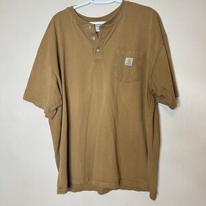 Vintage Carhartt Pocket T-shirt Henley Men Size XL Made In Dominican Republic
